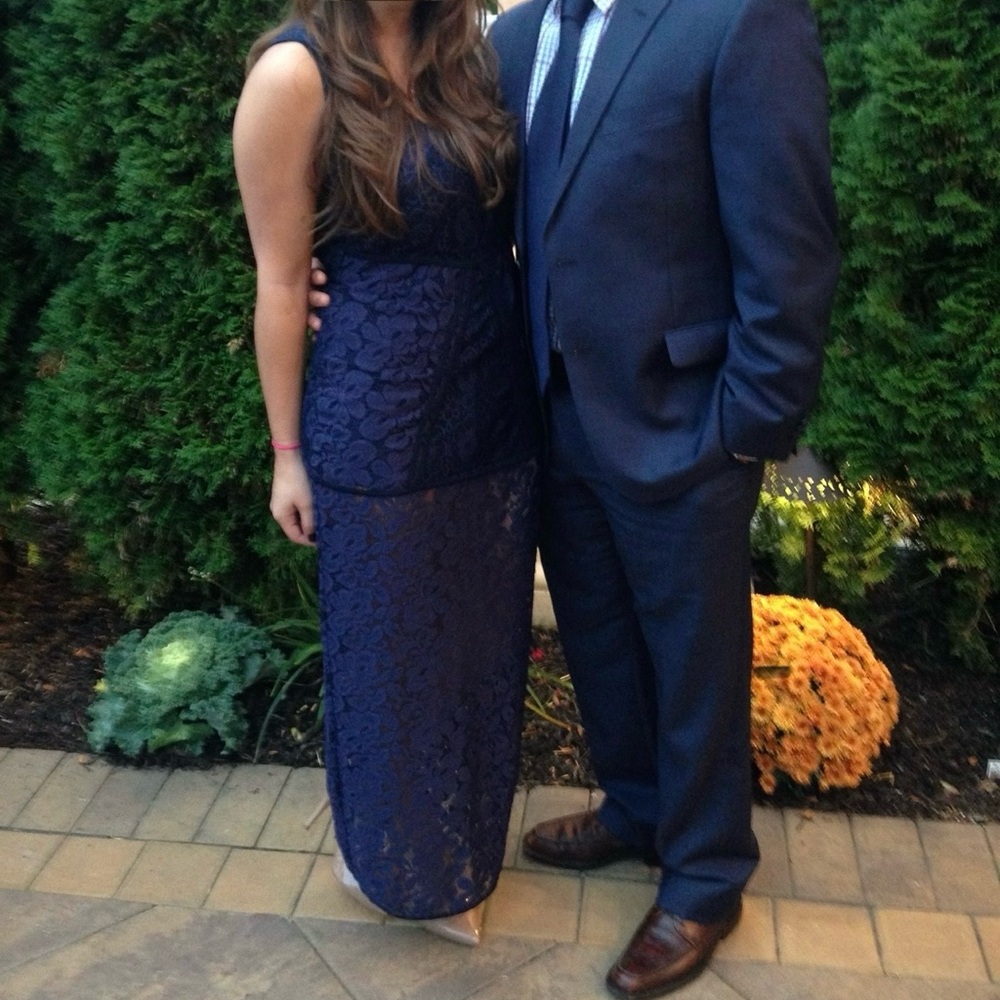 Sabo Skirt Navy Blue Lace Maxi Dress